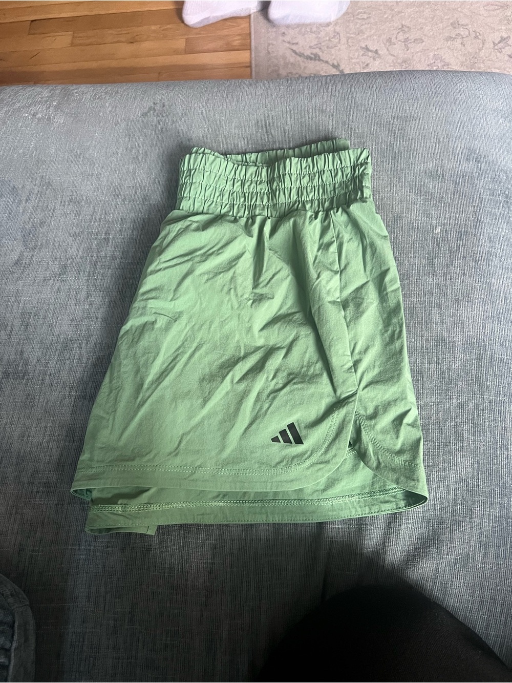 adidas Women's Light Mint Athletic Shorts with Smocked Waistband